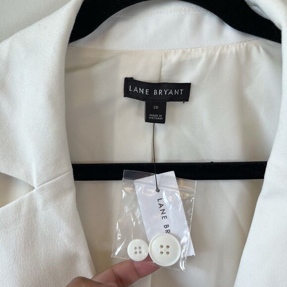 Lane Bryant Perfect Drape Blazer Egret White Stretch Knit Classic Size 20 NWT’s - Picture 10 of 13